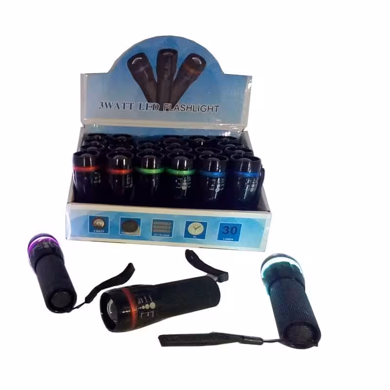 چراغ قوه مشکی پلیسی 3 حالته بسته 24 عددی OECG-001
