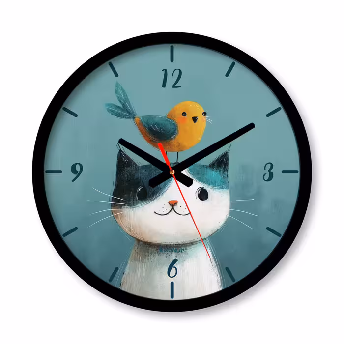 ساعت دیواری بزرگ راویتا طرح نقاشی گربه کد 3620