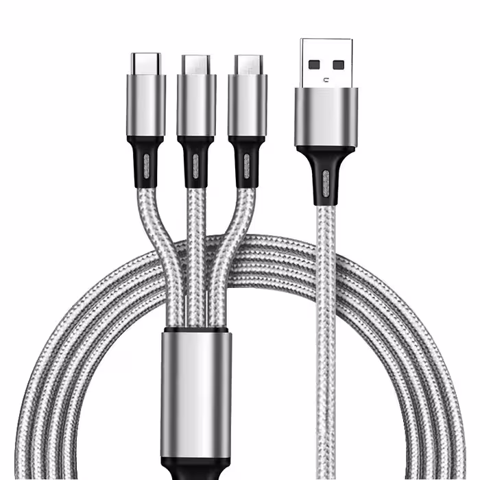 کابل تبدیل USB به microUSB / USB-C / لایتنینگ توزو مدل 3IN1 Safe طول 1.2 متر