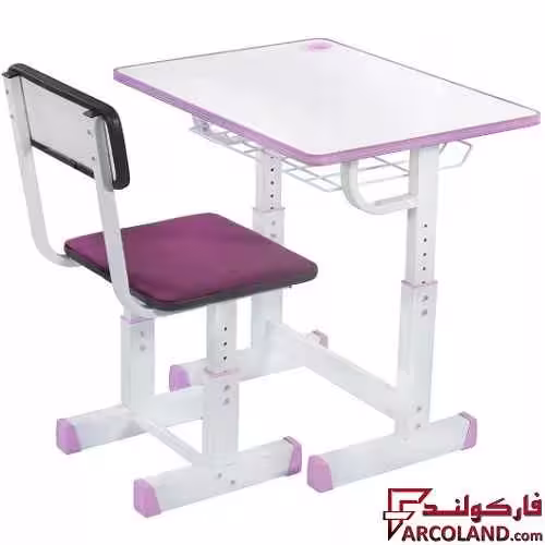 ست میز تحریر و صندلی مدل پیچی رنگ بنفش