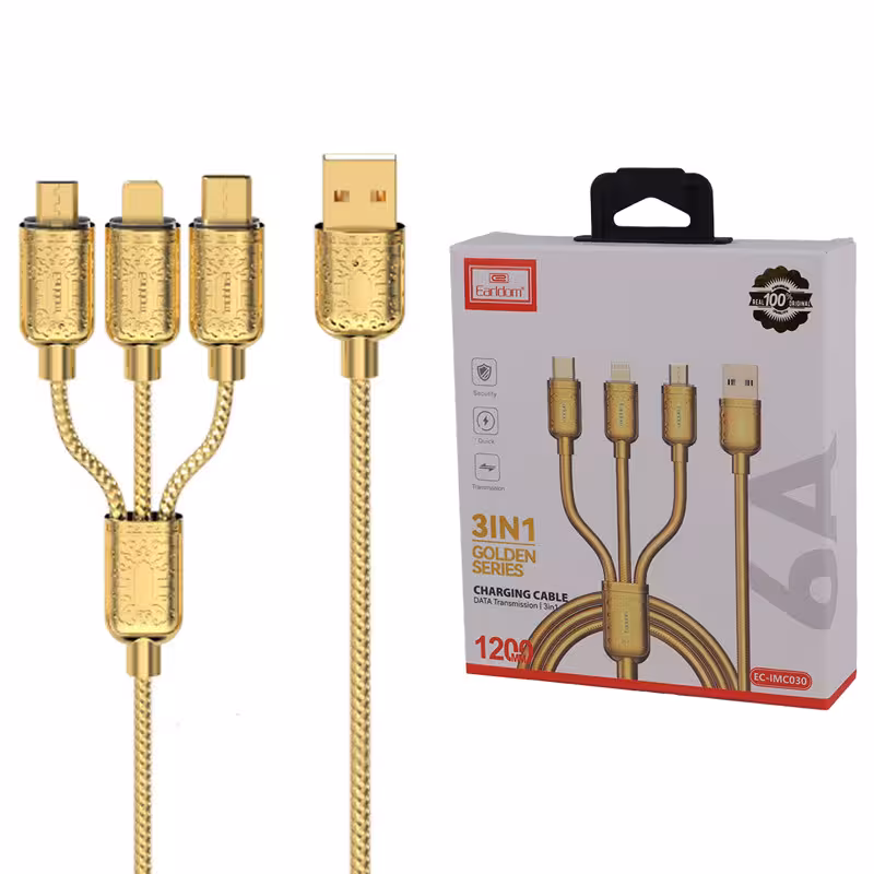 کابل 3 سر فست شارژ Earldom EC-IMC030 6A 1.2m