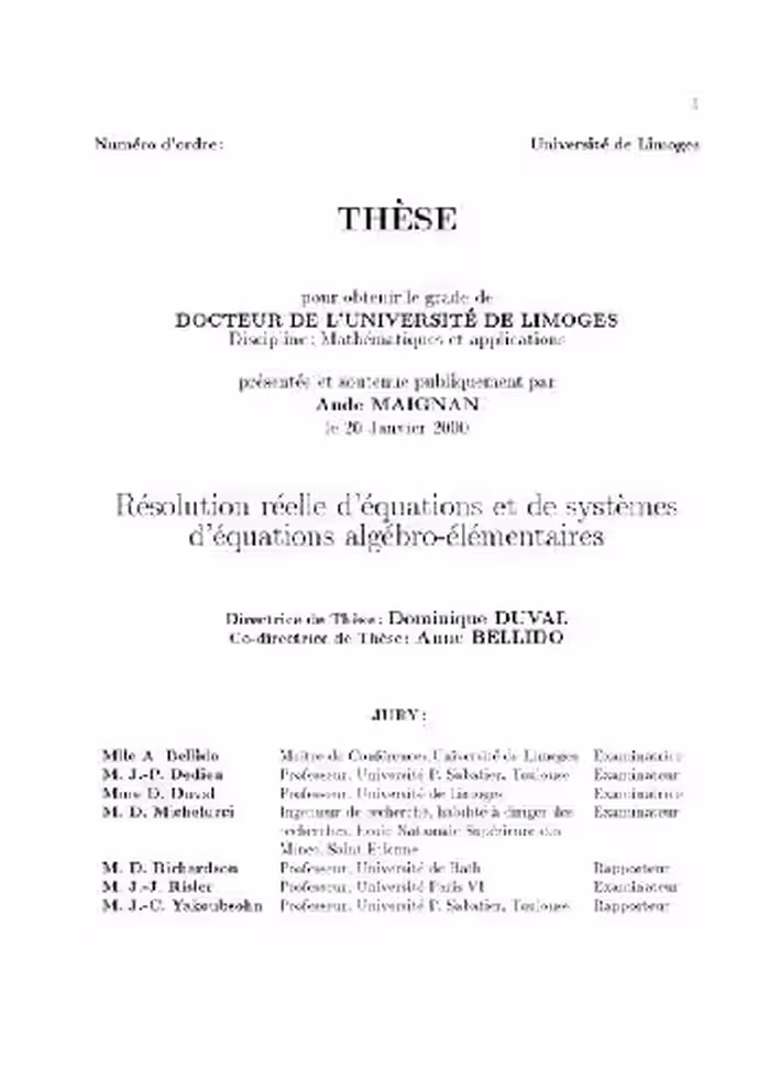 خرید و دانلود نسخه کامل کتاب Resolution reelle des systemes algebro-elementaires