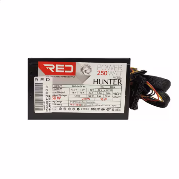 منبع تغذیه کامپیوتر RED مدل hunter 250w