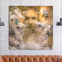 تابلو نقاشی چهره محو شده در آسمان و ابرها، اثر چارگوش مدل 2540