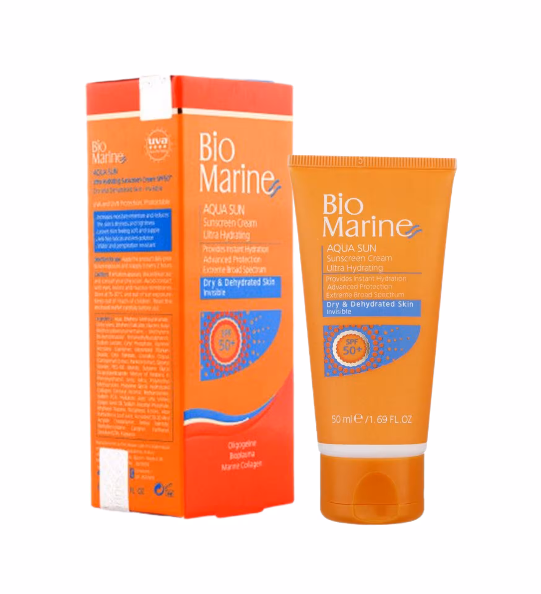 کرم ضدآفتاب رطوبت رسان مناسب پوست خشک spf 50 بایومارین حجم 50میلی لیتر