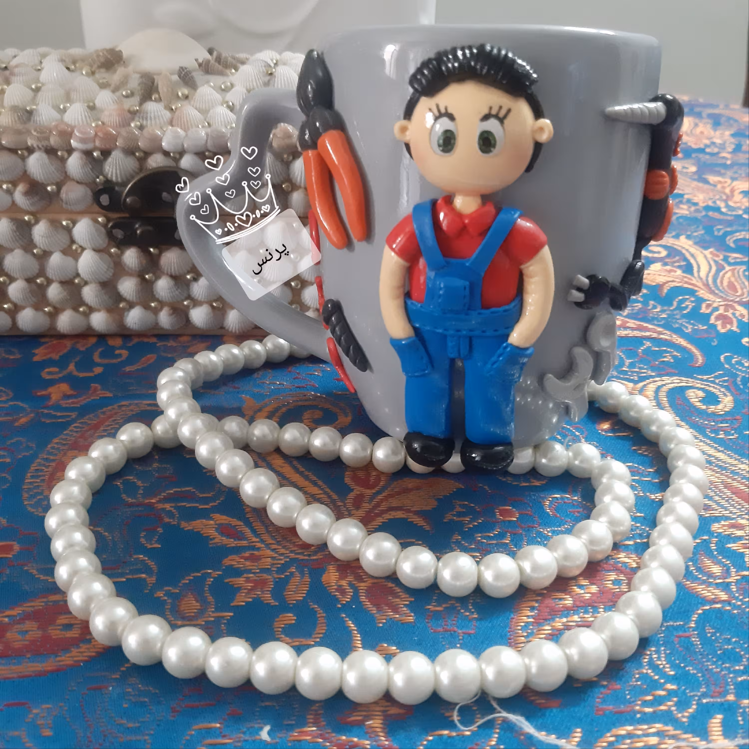 ماگ عروسکی خمیری پسر مکانیک 