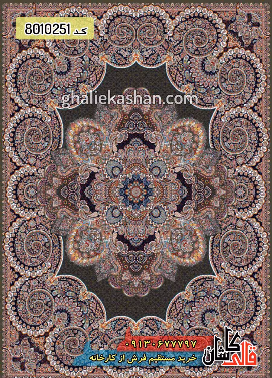 فرش 700 شانه طرح ونیز زمینه گردویی کاشان