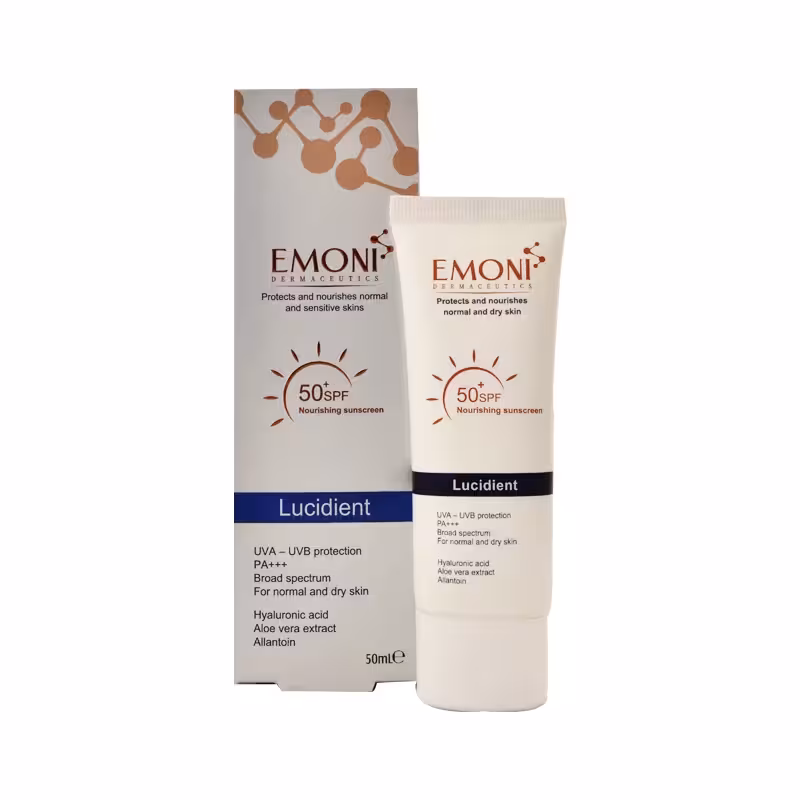 کرم ضد آفتاب بدون رنگ امونی SPF 50 مدل lucidient