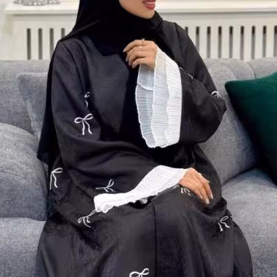 مانتو عبایی پینترستی پرنسس کرپ سوپر باربی درجه یک مجلسی زنانه کد 6926