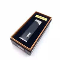 فندک گازی هانست چرم مشکی نقره ای کد L120377