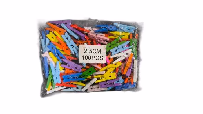 گیره رنگی چوبی 2.5 سانت 100 عددی