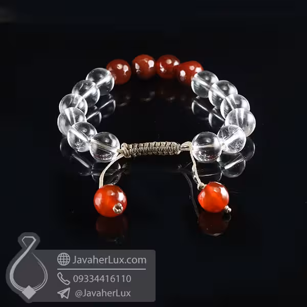 دستبند عقیق قرمز و دُر _ کد : 400712