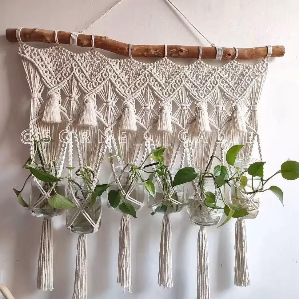 آویز گلدان شش سبد جا گلدانی مکرومه (پس کرایه)