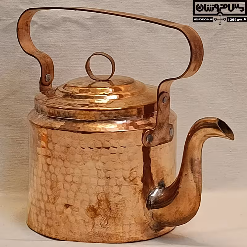 کتری مسی تمام دستساز زنجان دسته دار طرح قدیمی | 1/5 لیتر | مدل چوپانی