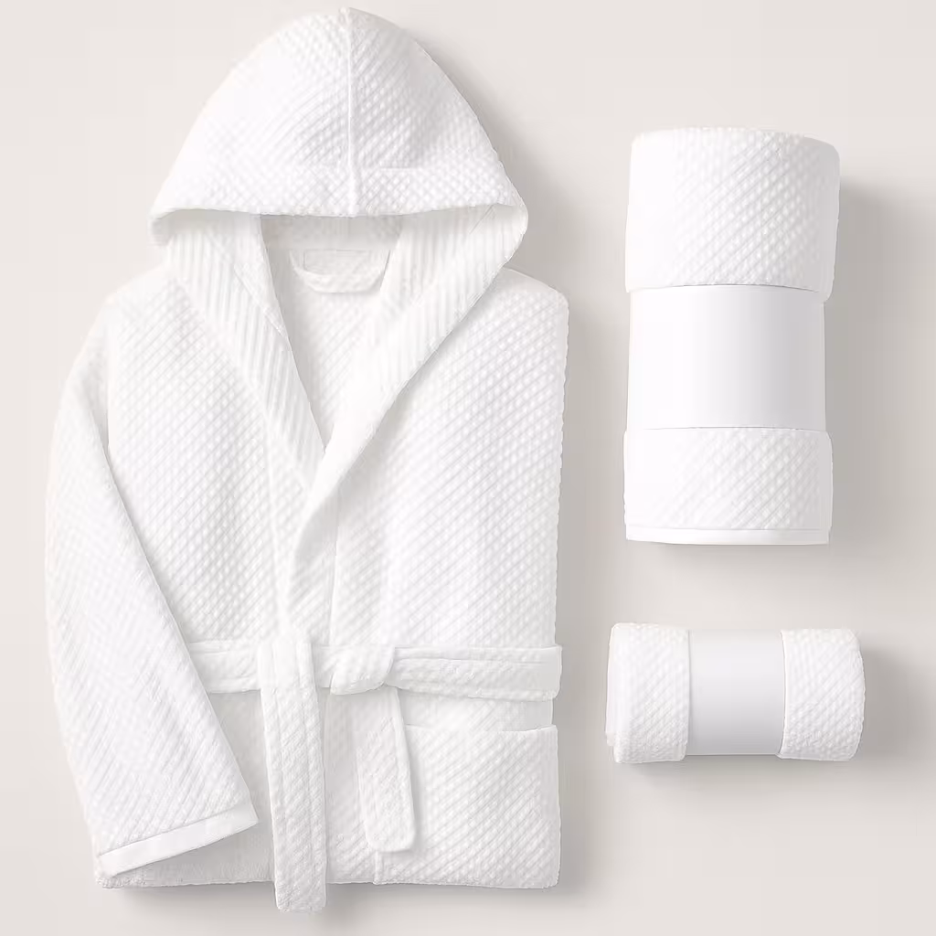 ست سه تکه حوله تنپوش استخری دست وصورت نانو سفید