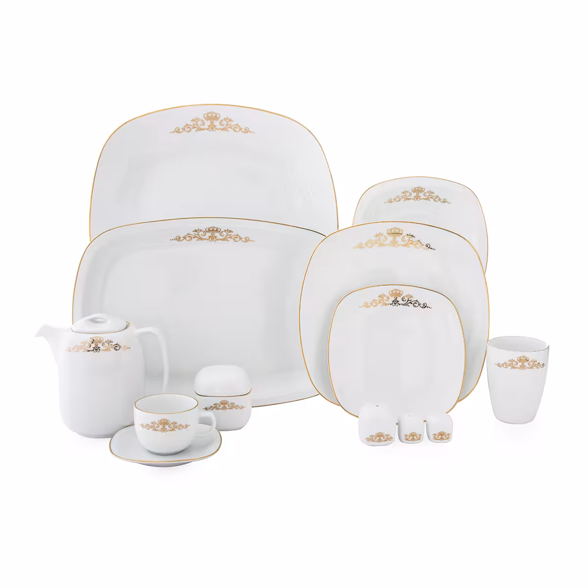 سرویس 98 پارچه 12 نفره طرح کوئین طلایی