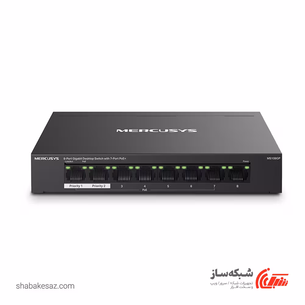 قیمت و خرید سوئیچ شبکه مرکوسیس  Mercusys MS108GP PoE - شبکه ساز