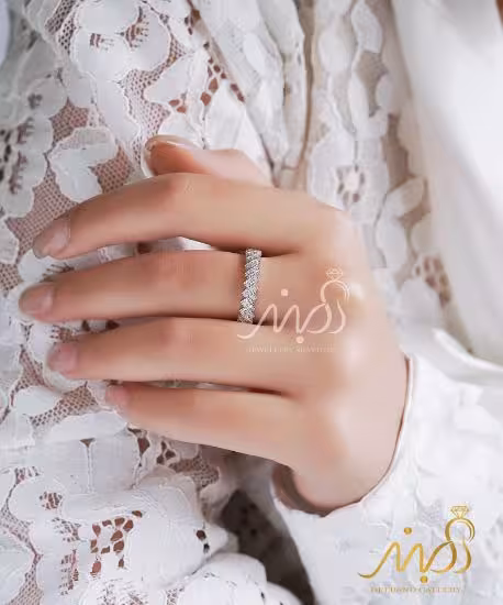 💍حلقه جواهری پرنس دو رج نقره عیار 925(R_1035)