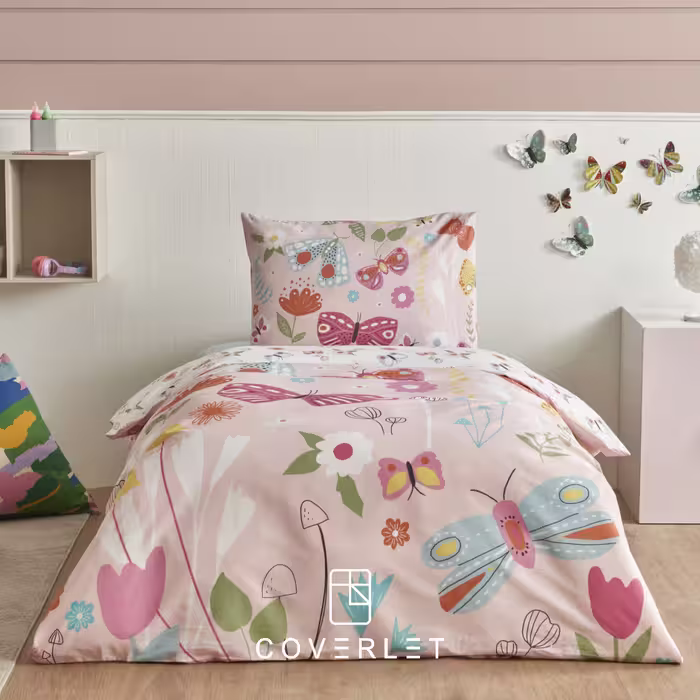 روتختی دخترانه صورتی طرح پروانه مدل Young Butterfly