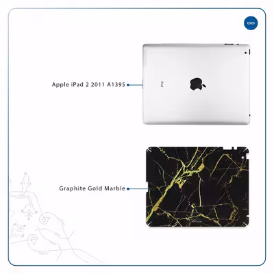 برچسب پوششی ماهوت مدل Graphite-Gold-Marble مناسب برای تبلت اپل iPad 2 2011 A1395