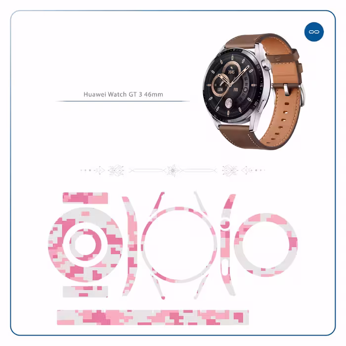 برچسب ماهوت طرح Army-Pink-pixel مناسب برای ساعت هوشمند هوآوی Watch GT 3 46mm