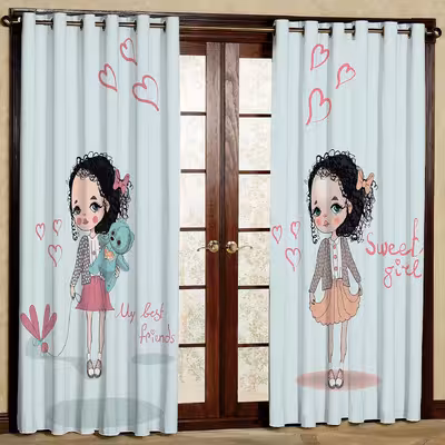 پرده مدل دختر مخمل پانچی کد 1257L سایز 140x280 سانتی متر