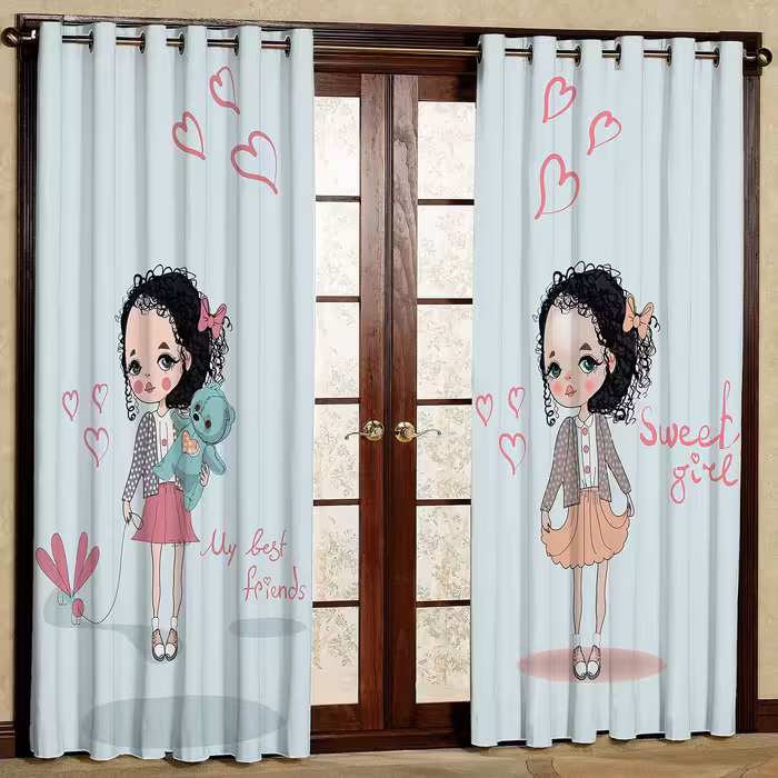 پرده مدل دختر مخمل پانچی کد 1257L سایز 140x280 سانتی متر