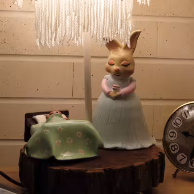 آباژور رومیزی مدل دستساز طرح خرگوش و مادر