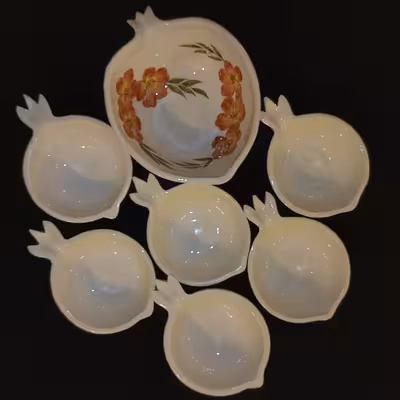 ست 7 تکه آجیل خوری سرامیکی هیوا طرح نارگل مدل شقایق کد 11311959