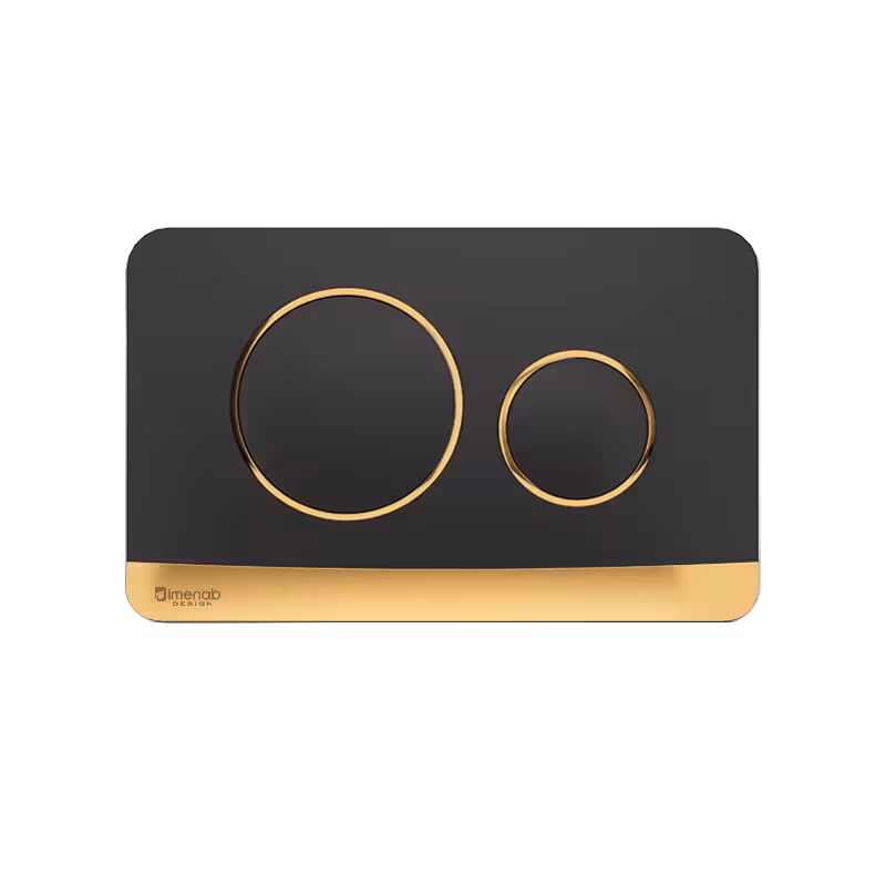 کلید فلاش تانک ایمن آب توکار مدل مدل پلنت مشکی رینگ طلایی