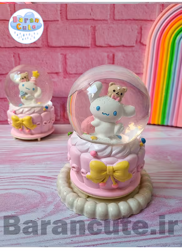 گوی موزیکال پمپی برفی چراغ دار سایز بزرگ طرح سینامورول و تدی