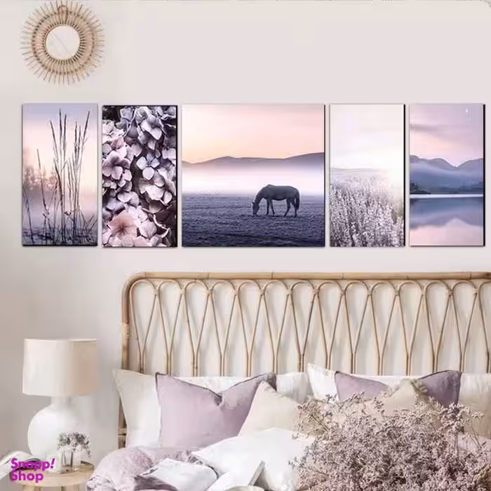 تابلو شاسی بکلیت طرح مدرن طبیعت و اسب مدل SH-1915 مجموعه 5 عددی