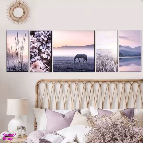 تابلو شاسی بکلیت طرح مدرن طبیعت و اسب مدل SH-1915 مجموعه 5 عددی