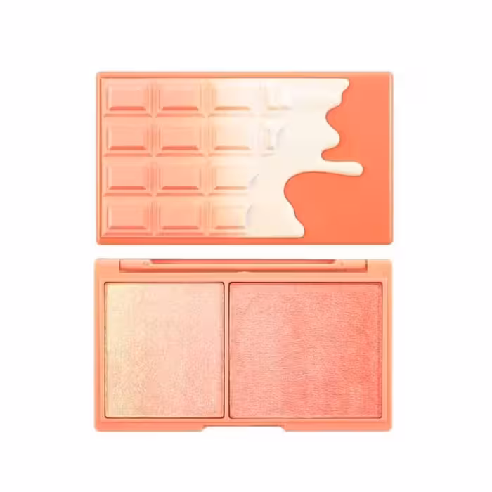 پالت هایلایتر مینی شکلات هلویی و شاین رولوشن مدل PEACH AND GLOW