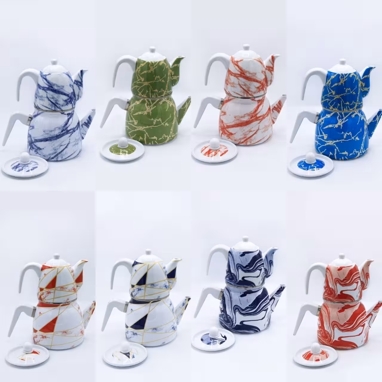 کتری و قوری لعابی طرح سنگ  کتری سه لیتری مدل لوله دار