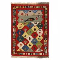 گلیم گبه دستبافت یک و نیم متری مدل عشایری