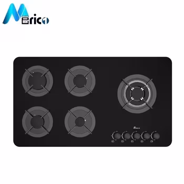 گاز رومیزی بیمکث کد 5092 پنج شعله شیشه مشکی