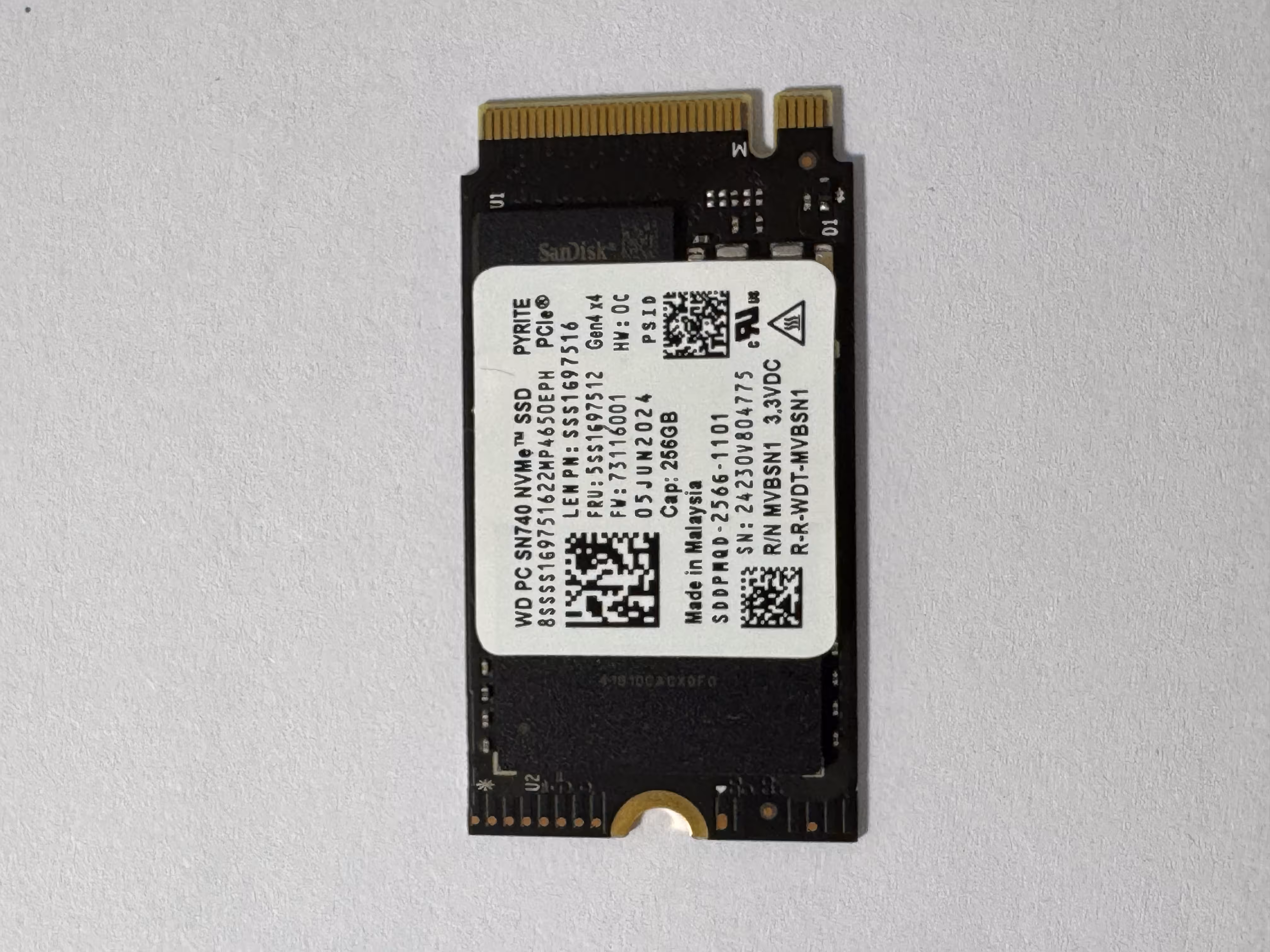 اس اس دی اینترنال وسترن دیجیتال M.2 2242 NVMe مدل SN740 ظرفیت 256 گیگابایت