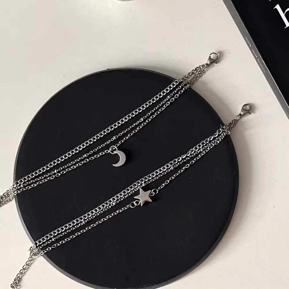 دستبند ست ماه و ستاره برجسته