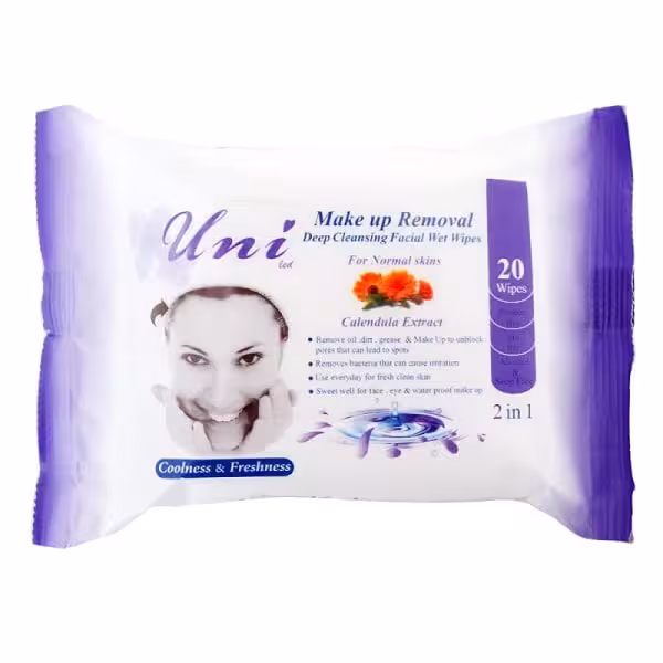 دستمال مرطوب آرایشی یونی لد مناسب پوست نرمال تا مختلط 20 عددی