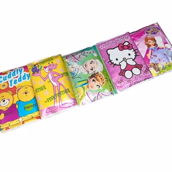 دستمال کاغذی جیبی  دستمال کاغذی جیبی عروسکی  در طرح های پسرانه و دخترانه 