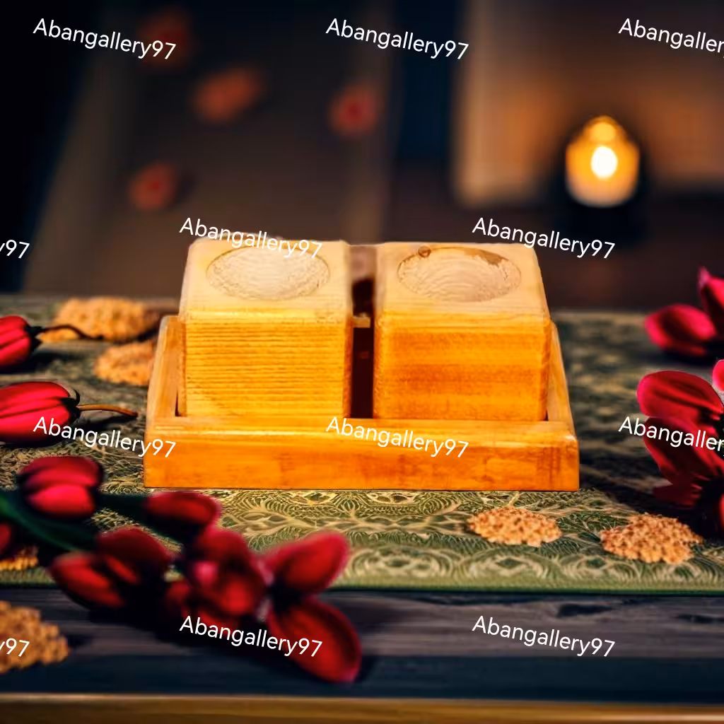 گلدان چوبی دو قلو