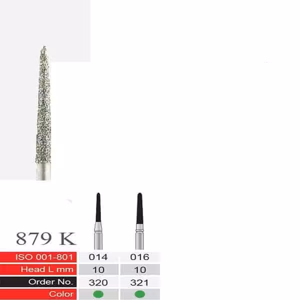 فرز الماسی دسته نقره ای BTM مدل Torpedo tapered 879K - فروشگاه تخصصی دندانپزشکی سپیرا