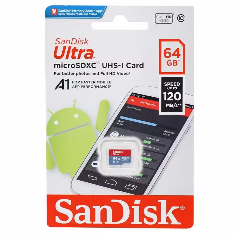مموری کارت میکرو سن دیسک SanDisk Ultra 140MB/s 64GB