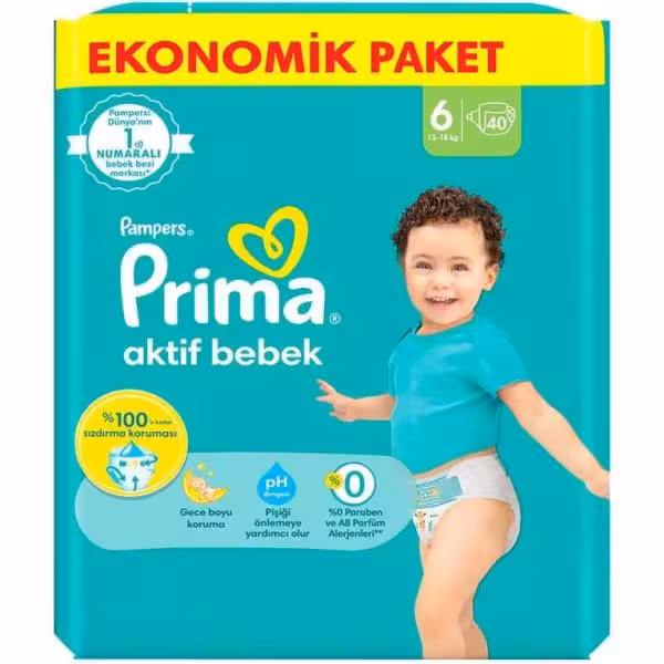 پوشک چسبی پریما سایز 6 بسته 40 عدد