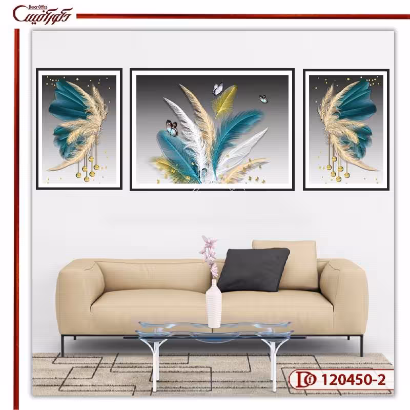 تابلو ست مدرن طرح پر 2-K120450