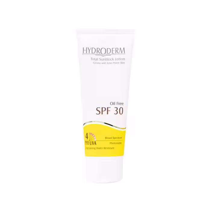 لوسیون ضد آفتاب فاقد چربی SPF30 هیدرودرم مناسب پوست های چرب و آکنه دار 75 میلی لیتر