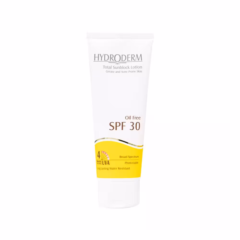 لوسیون ضد آفتاب فاقد چربی SPF30 هیدرودرم مناسب پوست های چرب و آکنه دار 75 میلی لیتر
