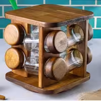 جا ادویه ایستاده مربعی گردان 8 تایی چوب تیره(آکاسیا) کد990840 لوناوود