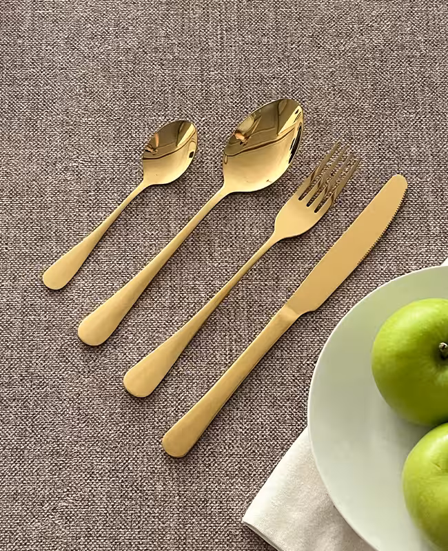 سرویس قاشق چنگال و کارد 24 پارچه وارداتی طلایی